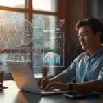 Berita teknologi terbaru ditampilkan dalam ruang kerja modern dengan perangkat digital canggih