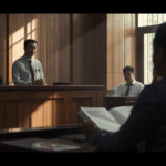 Suasana ruang sidang pengadilan modern di Indonesia saat proses persidangan berlangsung