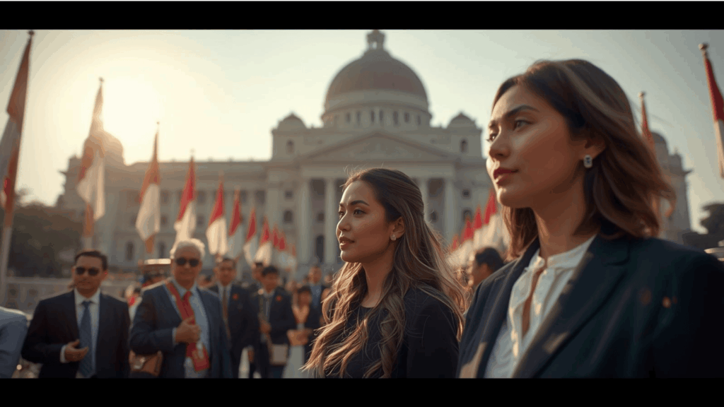 Gedung DPR RI dan Istana Negara sebagai pusat politik nasional Indonesia