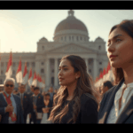 Gedung DPR RI dan Istana Negara sebagai pusat politik nasional Indonesia