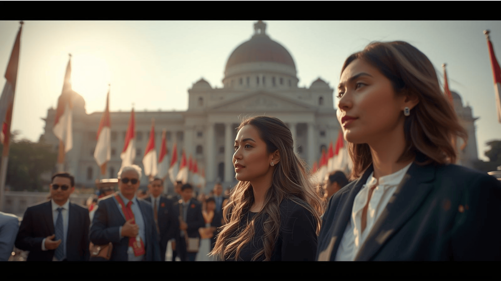 Gedung DPR RI dan Istana Negara sebagai pusat politik nasional Indonesia