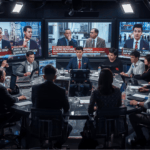 Wartawan meliput peristiwa penting hari ini di ruang redaksi media