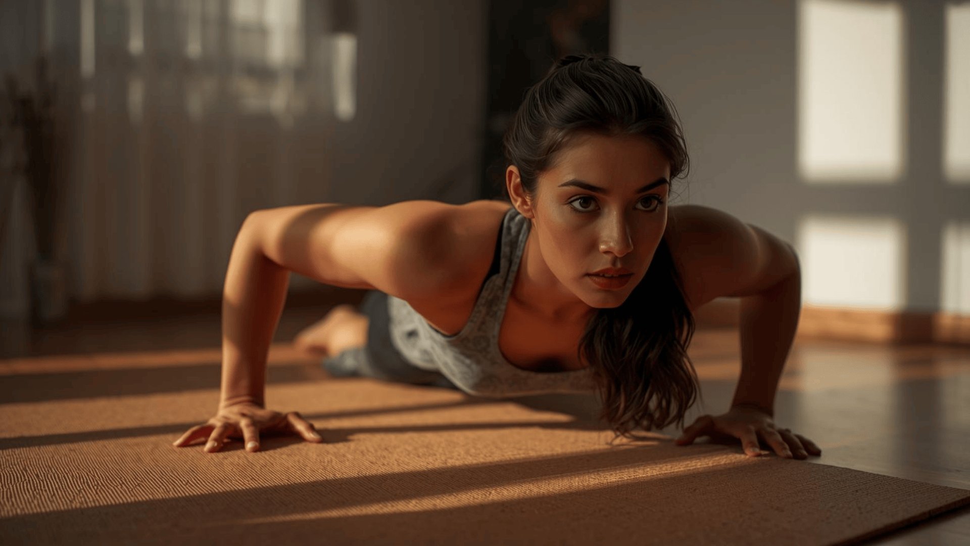 Wanita melakukan bicycle crunch